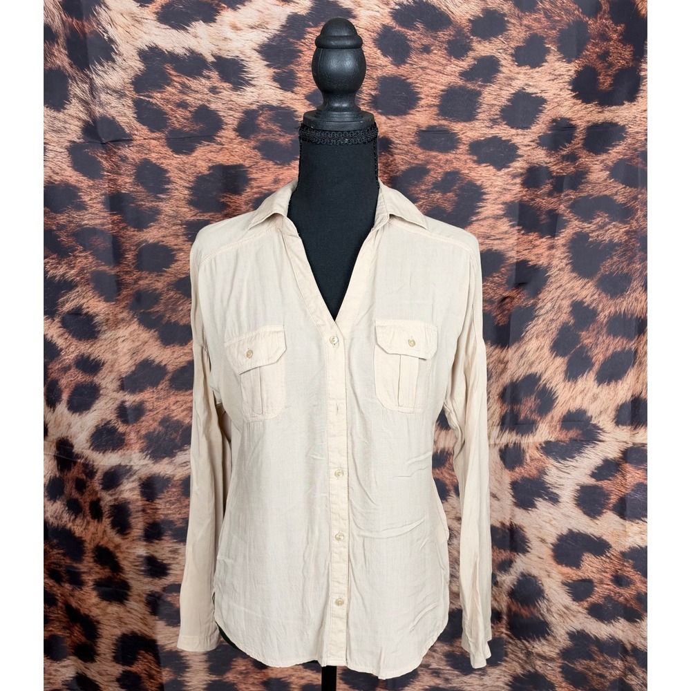 Vintage Wet Seal Rayon Button Down Long Sleeve Roll Tab Pocket Shirt